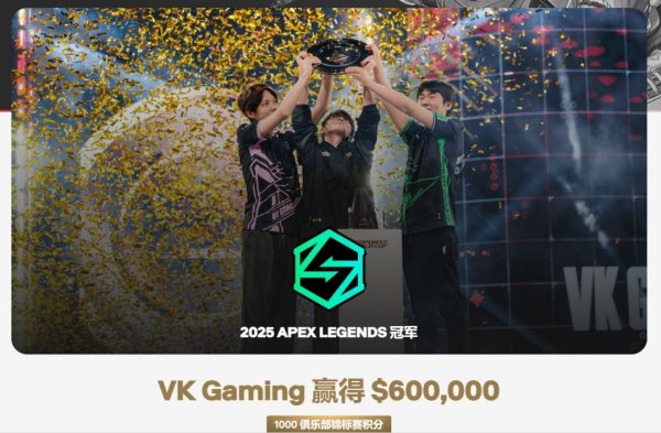 驰盈策略 中国电竞新王加冕！VKG勇夺电竞世界杯《Apex》冠军